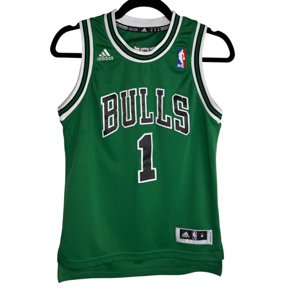 VTG Adidas NBA D Rose #1 Chicago Bulls St Patricks Day Green Jersey Womens S - Picture 1 of 15